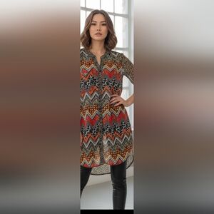 Vincente Chic Multicolor Zigzag Women's High Low Top Size M